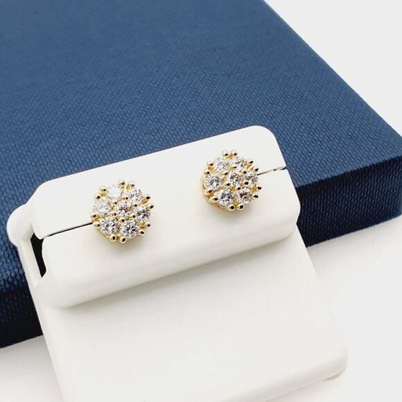 "14K Gold Plated Cubic Zircon Earrings, INUS1BR115 - Picture 2 of 8